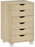 Cajonera Rodante con Seis Cajones para Escritorio y Clasificacion de Materiales Color Roble