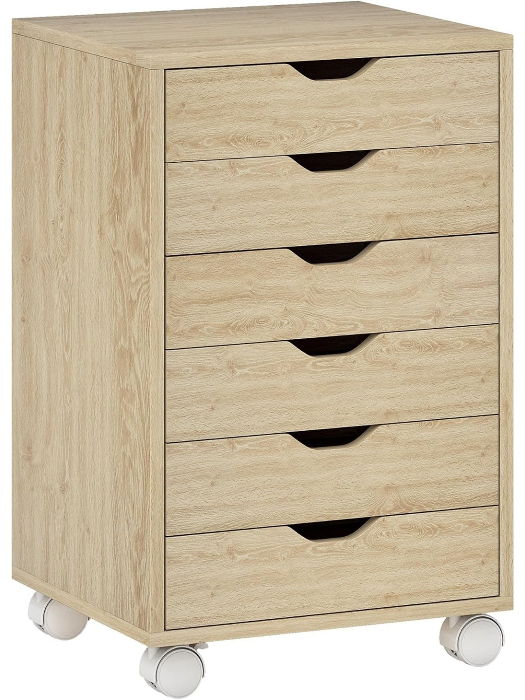 Cajonera Rodante con Seis Cajones para Escritorio y Clasificacion de Materiales Color Roble
