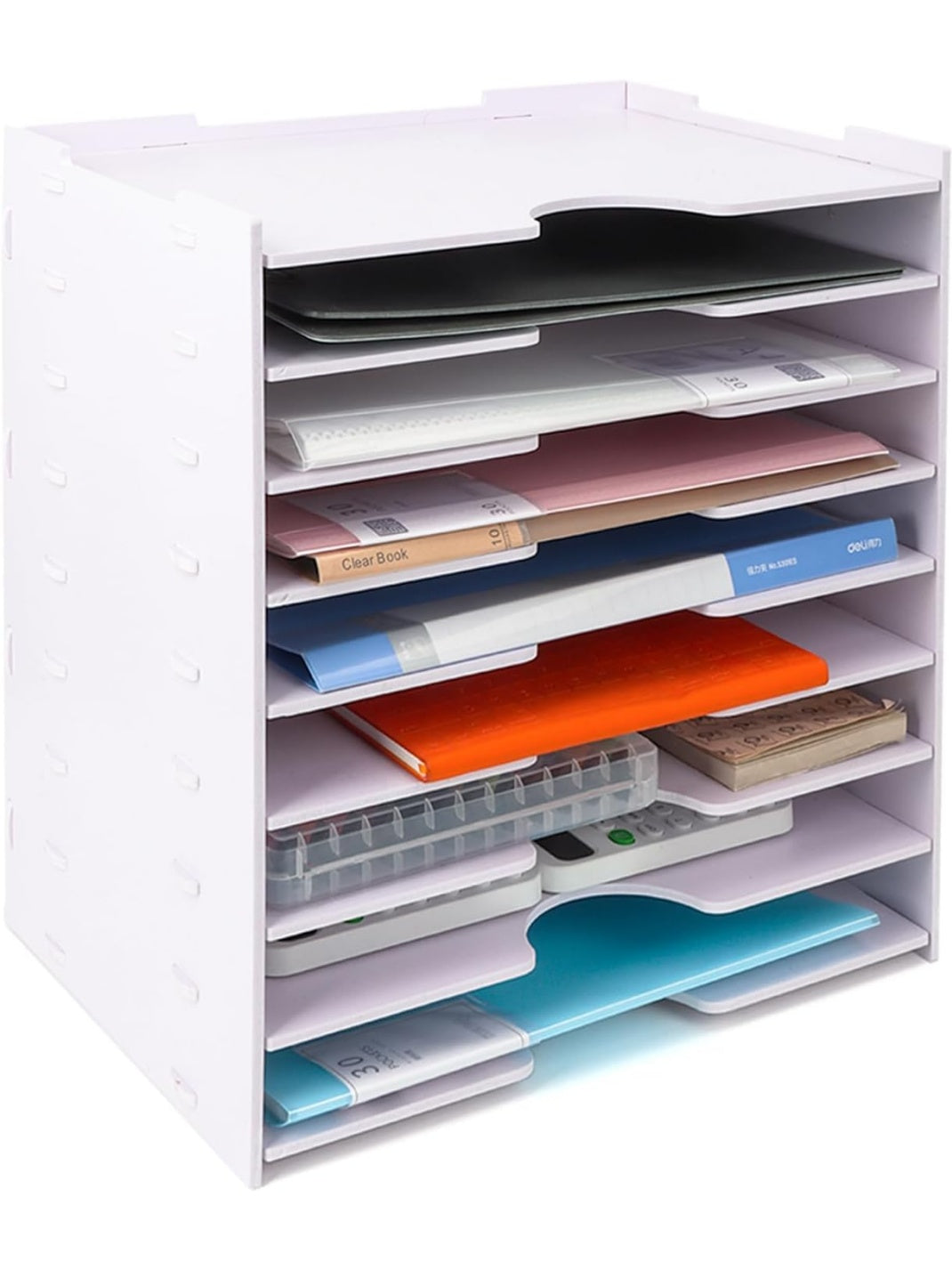 Organizador de documentos de escritorio con nueve bandejas para cartas archivos A4 y material escolar