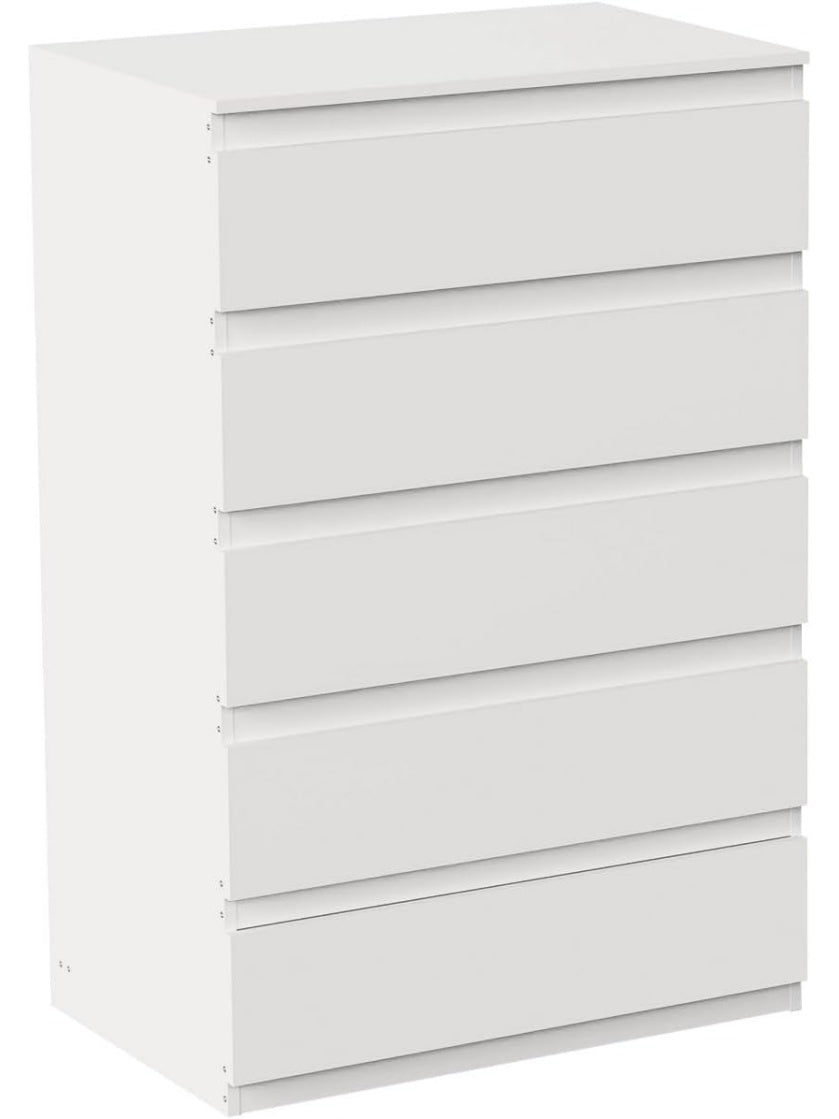 Comoda Alta con Cinco Cajones Amplios para Organizacion del Dormitorio y Hogar