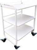 Carrito Organizador Auxiliar de Madera con Tres Niveles y Ruedas Giratorias para Oficina Hogar SPA y Salon