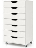 Archivador de Madera con Siete Cajones Ruedas y Superficie para Impresora Blanco