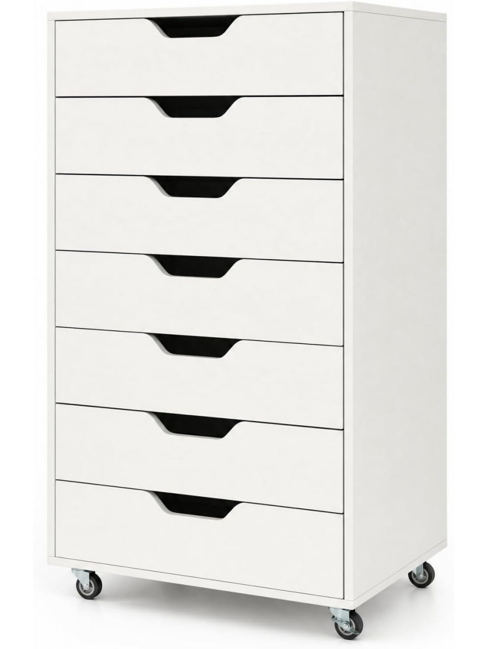 Archivador de Madera con Siete Cajones Ruedas y Superficie para Impresora Blanco