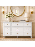 Comoda Blanca con Nueve Cajones y Diseno Elegante para Guardar Objetos en Diferentes Habitaciones