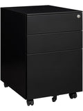 Gabinete Movil de Archivo con Cerradura Tres Cajones y Espacio para Documentos y Carpetas Suspendidas Negro