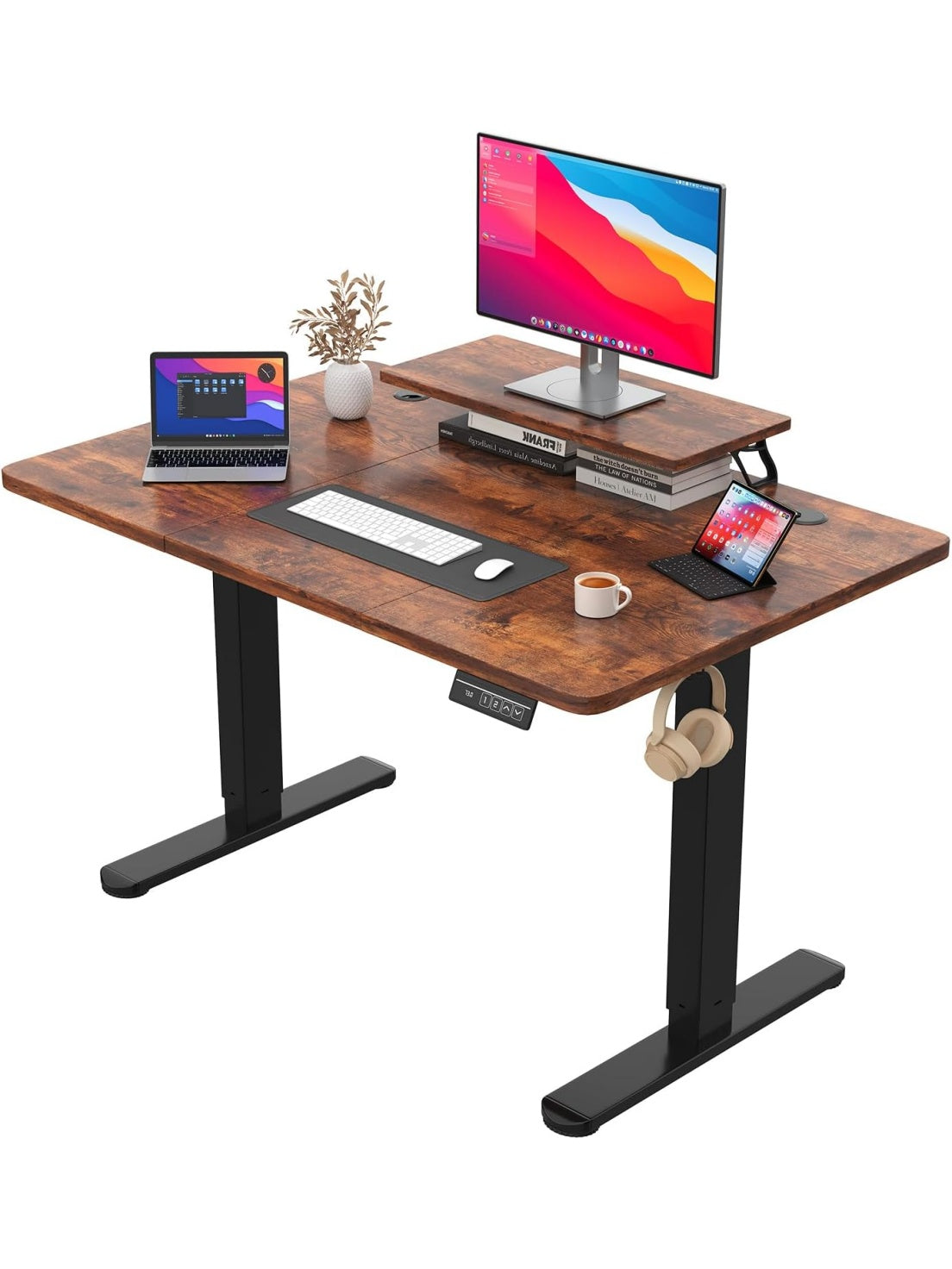 Escritorio Electrico Regulable en Altura con Soporte para Monitor para Oficina y Gaming
